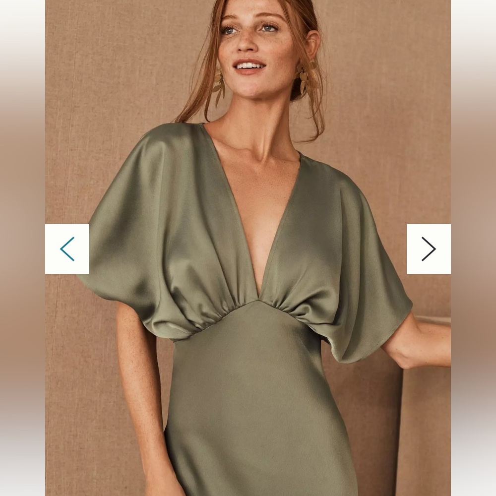 ANTHROPOLOGIE Leila flutter sleeve satin a line dress